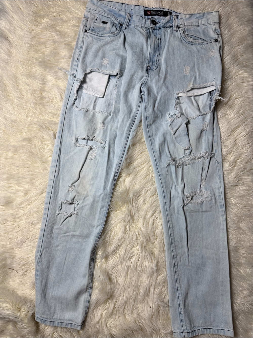 South Pole Light Blue Distressed Skinny Jeans